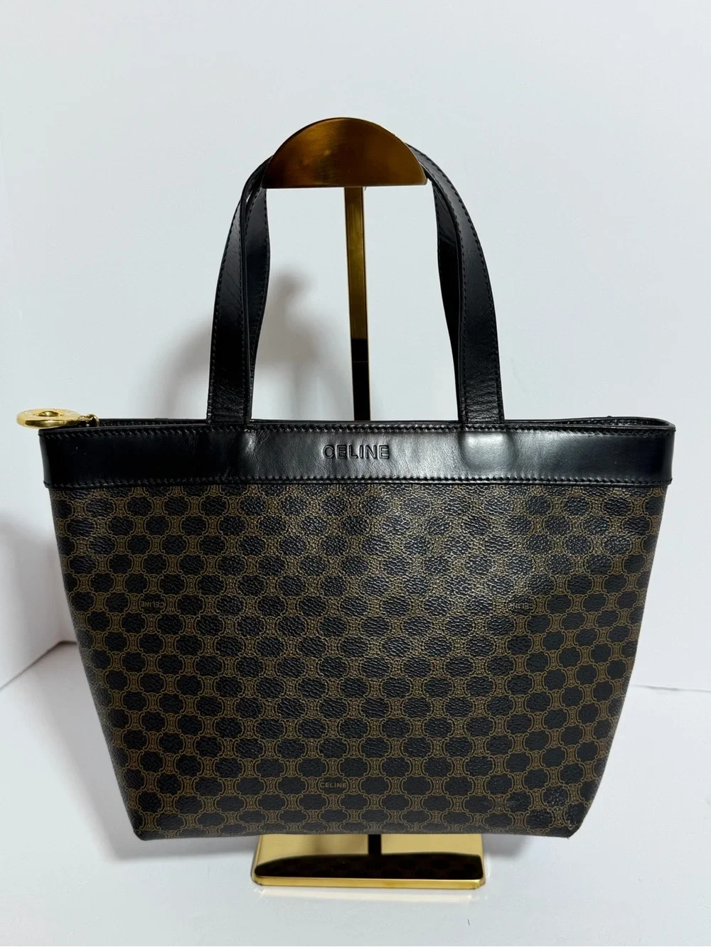 Celine Black & Brown Patterned Mini Tote